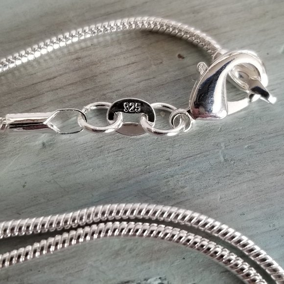 Deep Green Agate Vintage Necklace, Sterling 925 Chain 20" - Picture 9 of 10